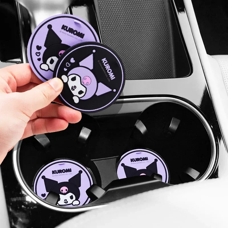 Kawaii Tech Accessories - 2Pcs Sanrio Kuromi Car Coasters Kawaii